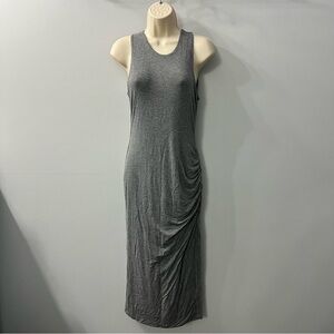 Banana Republic Grey Sleeveless Scoop Neck Side Rouched Midi Jersey Dress Small